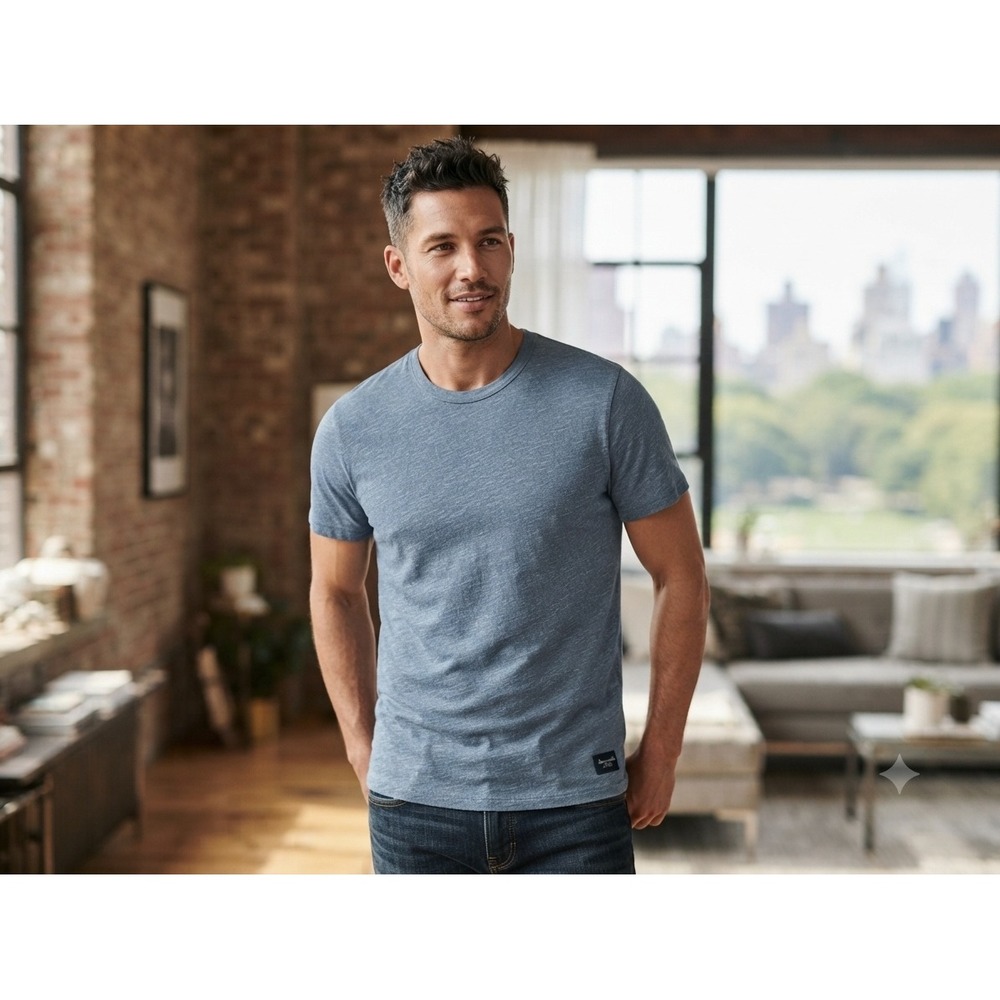 Abercrombie & Fitch Mens XXL Soft Tee Blue Heather Short Sleeve Crewneck T-Shirt